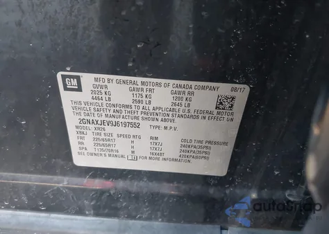 2018 Chevrolet Equinox Lt from USA, damaged, VIN 2GNAXJEV9J6197552